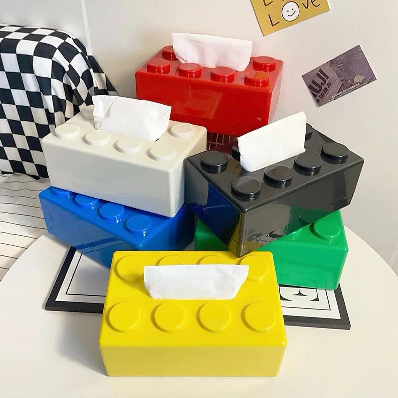 Building Block Shaped Tissue Box Multifunctional Plastic Storage Box Home Napkin Storage Box Coffee Table Color Decoration