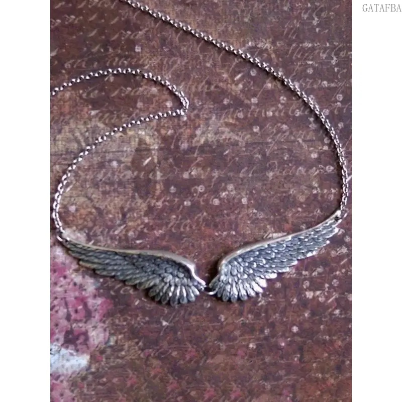 Gothic Vintage Angel Wing Pendant Necklace - Punk, Unique, Adjustable Clavicle Chain Unisex Jewelry for Party, Casual Wear, All Seasons Solid Accessory