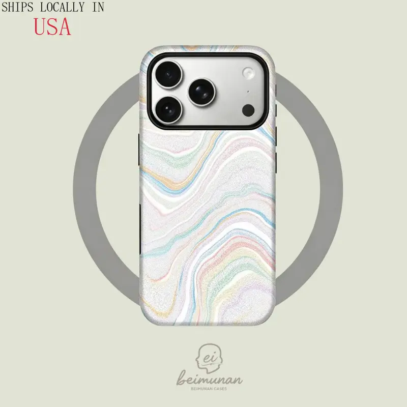 [MagSafe Case]This 2-in-1 protective case features a vibrant, soft watercolor-style design with simple wavy stripes and abstract patterns. It's durable, MagSafe compatible, and works with iPhone 17/16/15/14/13/12/11 Pro Max/Plus/Pro. A stylish and