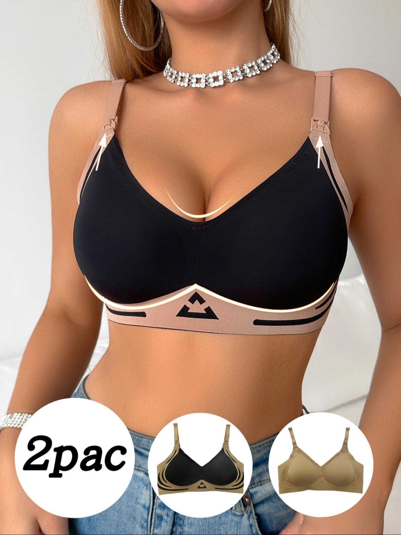2 Pack Nursing Bras, Seamless Design for Ultimate Comfort, No Underwire Support, Soft Breathable Fabric, Ideal for Breastfeeding Moms, Maternity Supplies, Pregnancy Maternity Bra