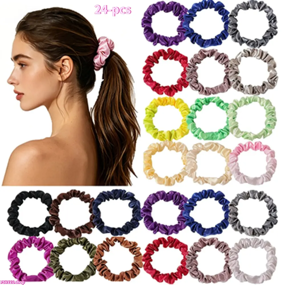 19PCS Satin Hair Scrunchies Set, Multi-color Soft Silk Elastic Hair Ties, Gentle No Damage Ponytail Holders, Lightweight Elegant Hair Accessories for Women Girls Daily Wear Party Wedding & Sweet Holiday Gift