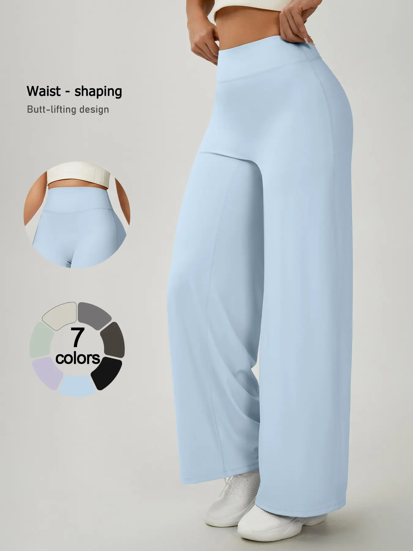 Women's High Waist Wide Leg Knitted Sports Pants, Stretchy Quick-Dry Fabric, Breathable Sweat-Wicking, Comfortable Fit, Classic Design