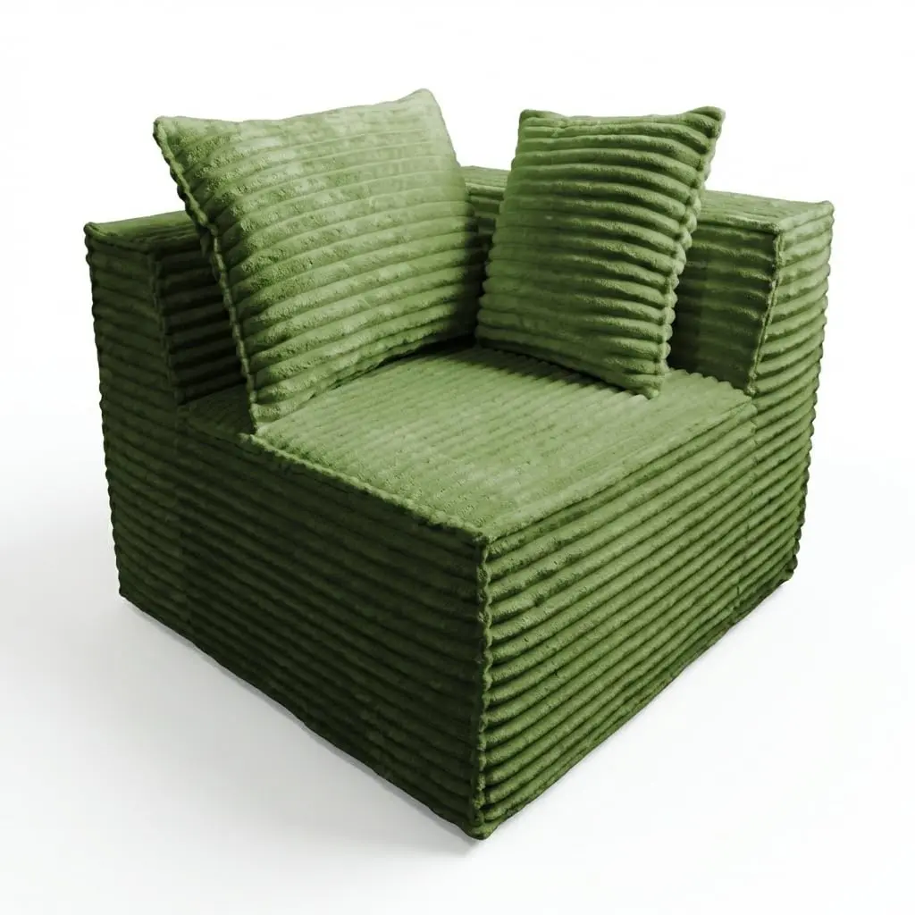 Garvee Modern Velvet Channel-Tufted Armchair with 2 Cushions, Comfortable and Stylish Seating for Living Room, Enhances Home Decor with Elegant Design and Cozy Comfort