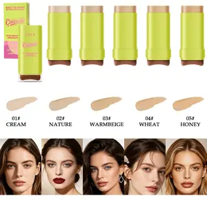 Concealer Stick Foundation Cream, Lightweight Full Coverage for Blemishes, Long Lasting Makeup Base with Applicator Brush, Evens Skin Tone & Hides Pores, Natural Look