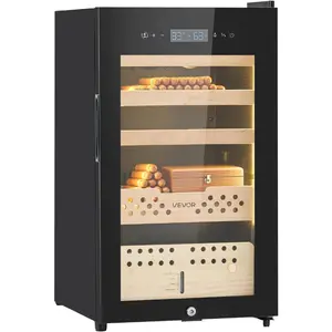VEVOR Electric Humidor, 70L, 400 Counts Electric Cigar Humidor Cabinet with Compressor Cooling, Constant Humidity Temperature Control, Spanish Cedar Wood Shelves Drawers, 4 Layers, for Household