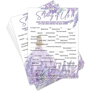 Lavender Bridal Shower  Cards, 'Love Story' Wedding Party Activity Cards,  Bridal Shower  Card Gifts for Wedding,  Engagement Decorations, 50 count  Set, 6*8.4 Inches