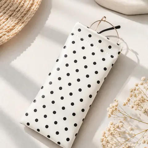 Simple PU Sunglasses Case, Polka Dot Design, Soft Anti-Scratch, Lightweight Travel Cosmetic Bag, Perfect for Holidays,Suitable for Thanksgiving, Christmas, Valentine's Day,