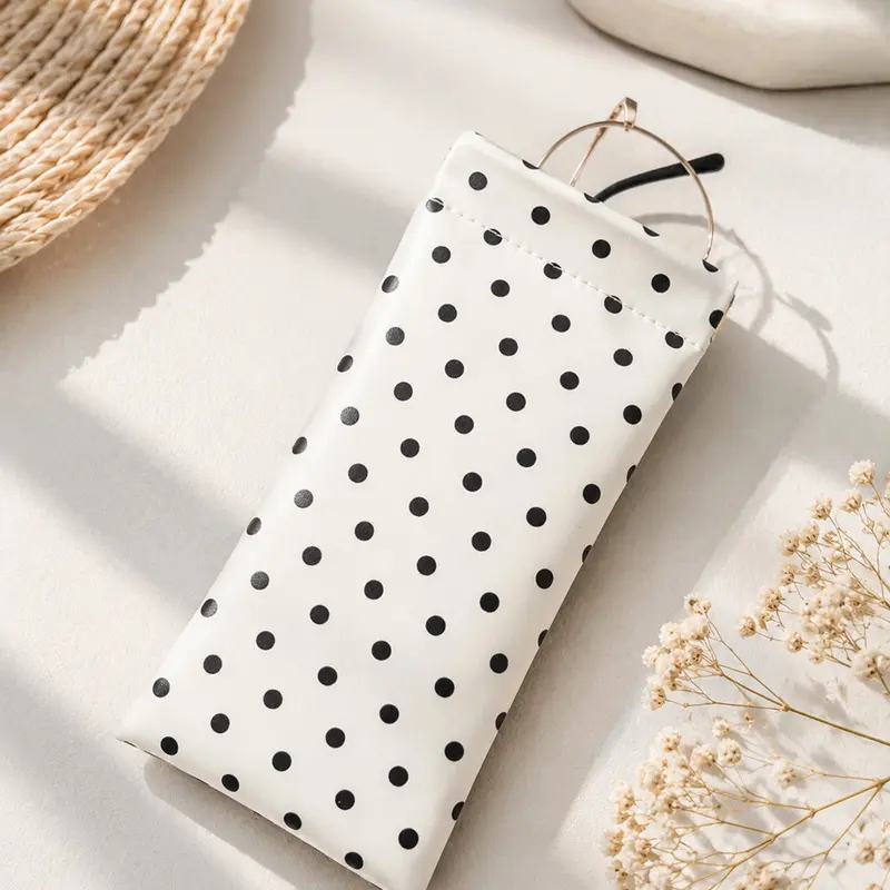 Simple PU Sunglasses Case, Polka Dot Design, Soft Anti-Scratch, Lightweight Travel Cosmetic Bag, Perfect for Holidays,Suitable for Thanksgiving, Christmas, Valentine's Day,