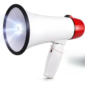 30W Megaphone Bullhorn with Built-in Siren, LED Lights, Adjustable Volume Control, 800-Yard Range, Lightweight & Portable - Ideal for Football, Soccer, Baseball, Cheerleading & Safety Drills