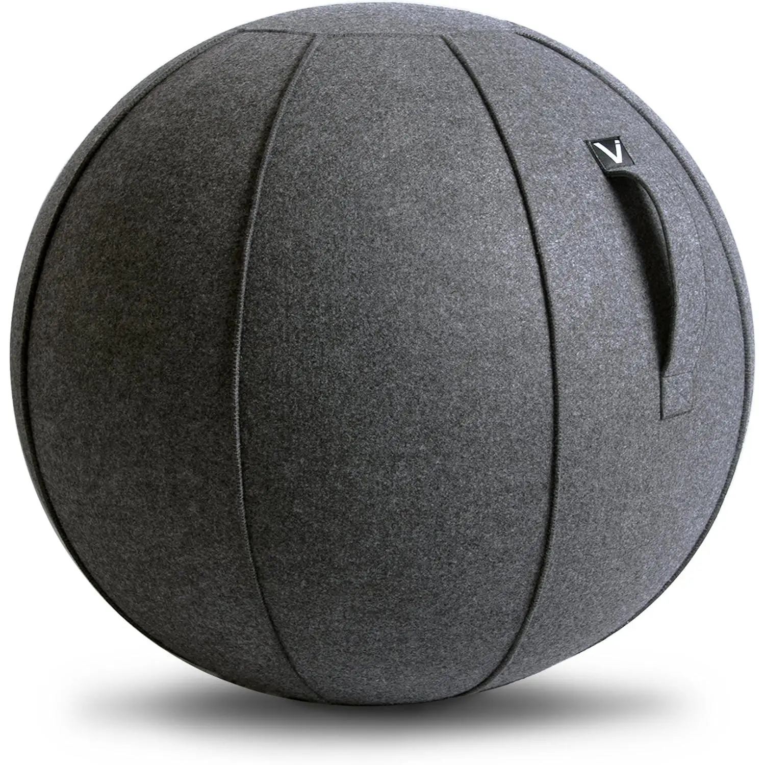 Round Inflatable Premium Ergonomic Felt Cover Ball Chair - 25-26 in Max Size, Machine Washable, for Home Office & Posture Improvement, Aids Muscle Tone, 400Lb, Single Unit