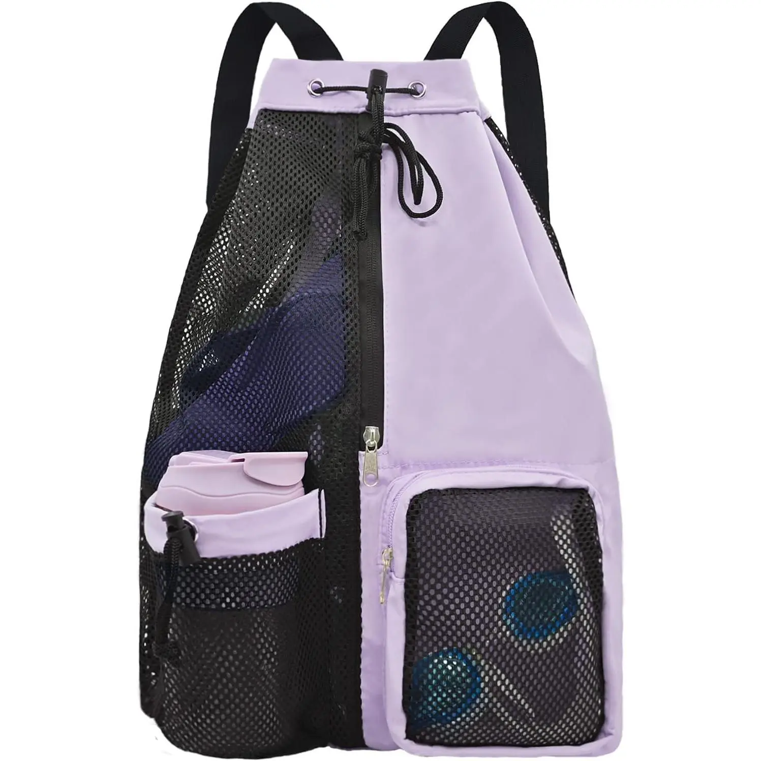 Mesh Beach Backpack with Wet Pocket Drawstring Pool Bag Waterproof Swimming Bag Gym Backpack for Men & Women