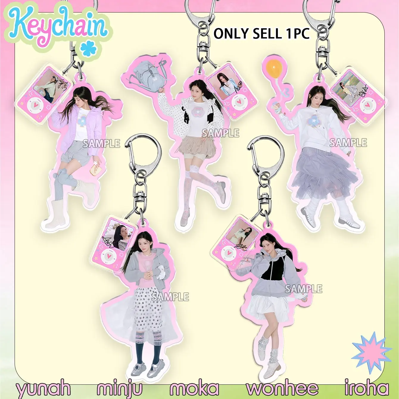 Illit Keychain Wonhee Iroha Yunah Moka Minju, Acrylic Name Tag, Fans Merchandise, Collectible, Bag Charm, Car Pendant, Birthday Gift, Party Favor