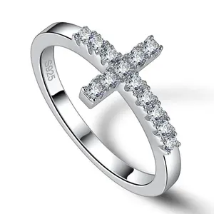 Moissanite Ring Original 925 Sterling Silver 3mm D Color VVS1 Cross Wedding Bands for Women Couple Promise Ring Diamonds Jewelry