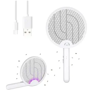 4100V Electric Fly Swatter & Bug Zapper | USB Rechargeable Mosquito Racket with Purple Light Fly Trap, Safe Indoor Pest Control & Outdoor Camping Summer Essential, Usb Charger, 1200Mah