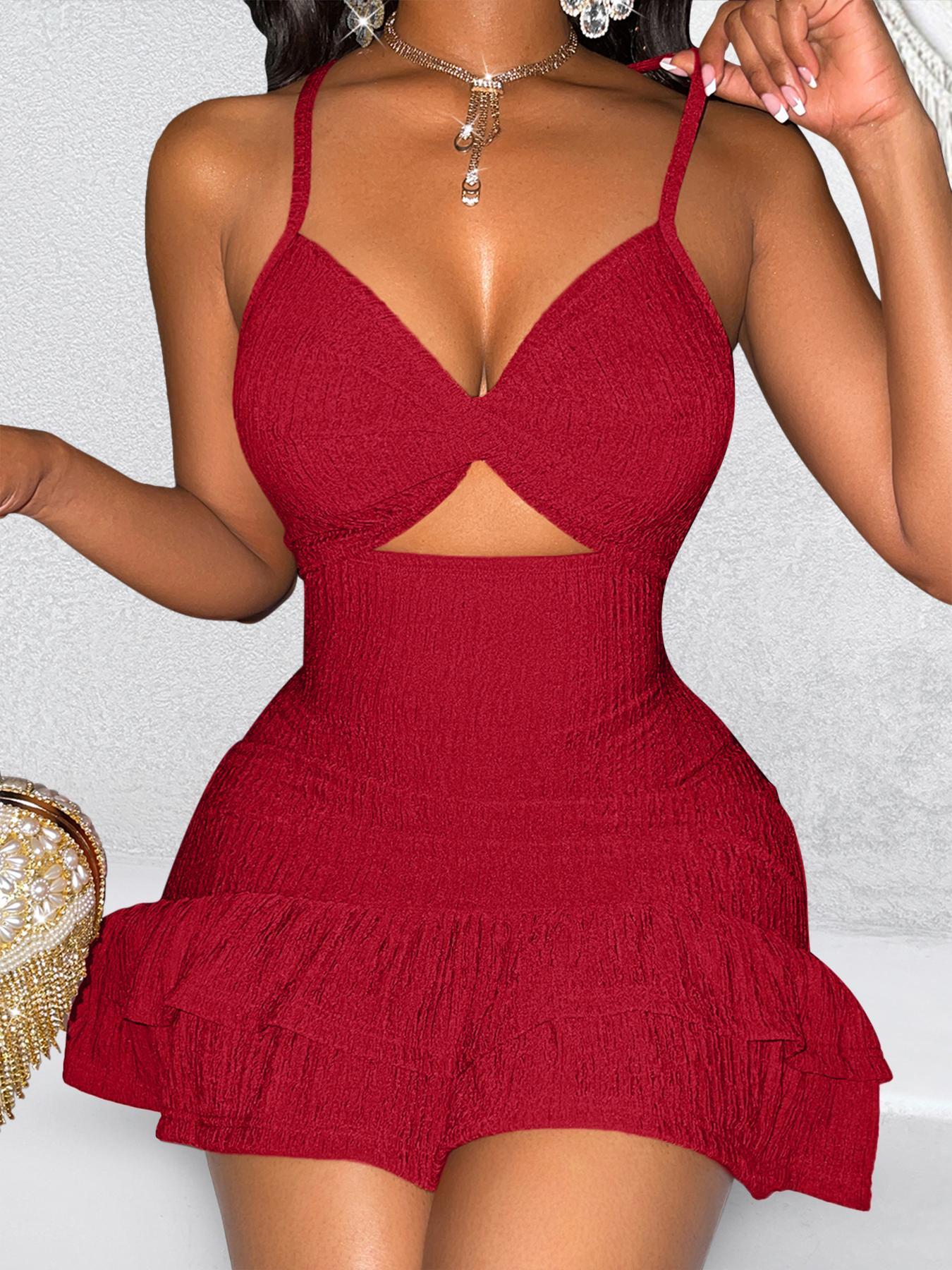 Aliling Christmas Dresses Elegant Sexy Backless Knot Midi Dress, Slim-Fitting Sleeveless Party Dress, All-Seasons Wearable Women's Fashion Apparel