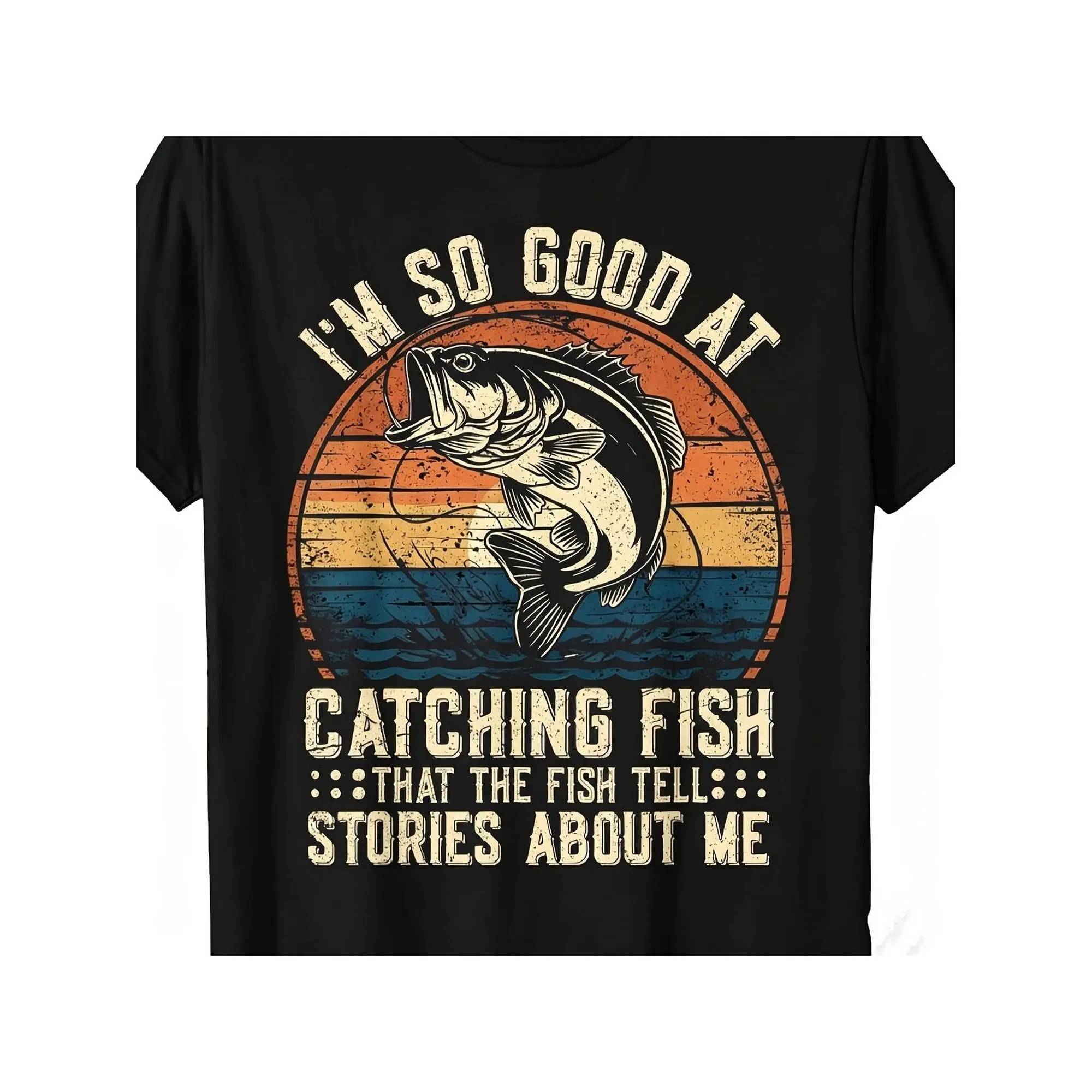 Men'S Fishing Funny Fisherman Bass Fishing Jokes Fish T-Shirt Fashion Boutique T-Shirt Casual Wear Pattern Print Crew Neck T-Shirt Gift