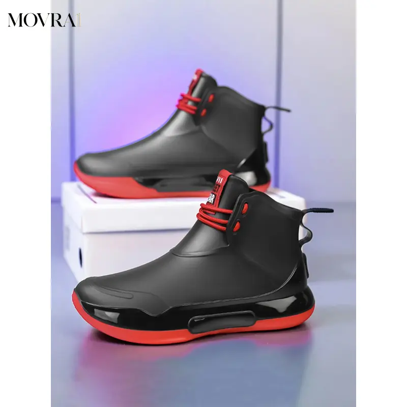 MOVRA1 Rainy Season Short Tube Couple Rain Boots, Rain Shoes, Waterproof Ankle Boots, Casual Outdoor Boot, Lightweight Comfortable, Suitable City Commute & Weekend Outdoor Activities, Waterproof Footwear