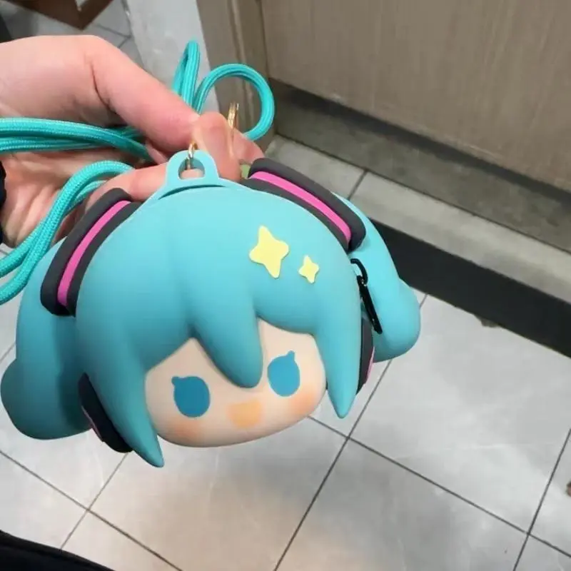 Original Anime Hatsune Miku Soft Silicone Purse Wallet Happy Headset Keychain Cute Coins Storage Bag Pendant Crossbody Wallet
