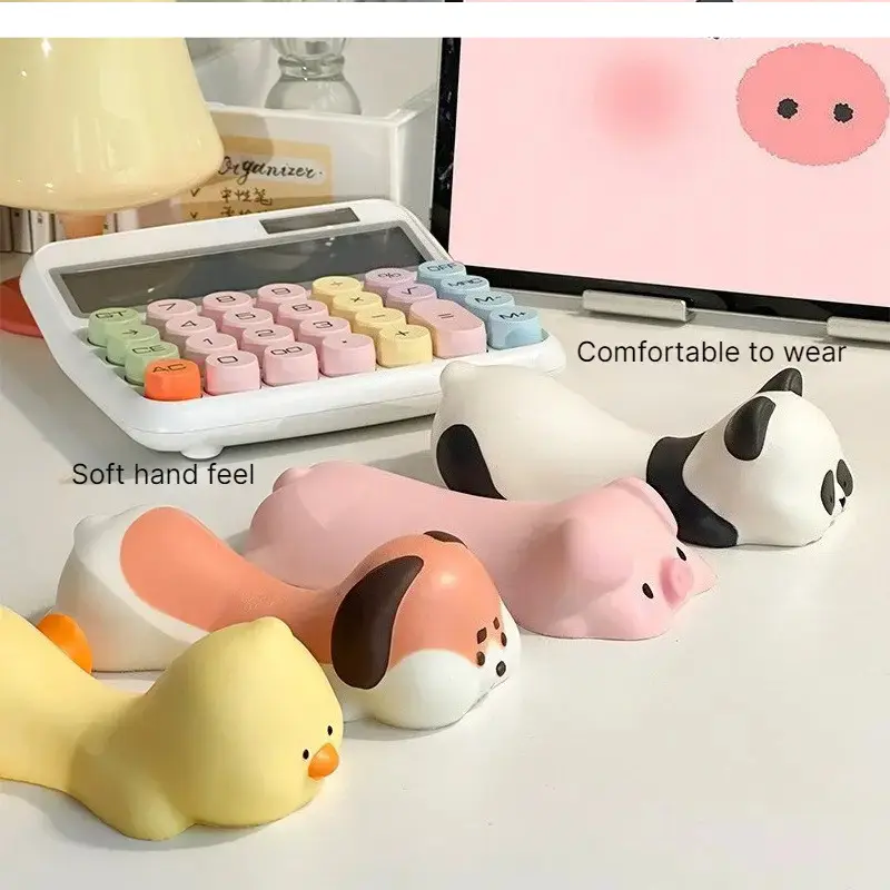Cute Memory Foam Wrist Rest Mouse Pad, ergonomic stress relief wrist support cushion, soft padded hand pillow to ease wrist fatigue, practical desk accessory for office daily work, home gaming and student desktop setup matching