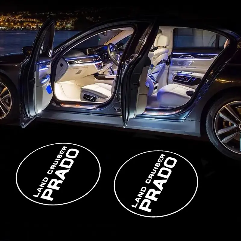 2Pcs Led HD Car Door Welcome Light Auto Logo Projector Lamps For Toyota Prado Yaris Verso Fortuner Supra Corolla Auto Emblem Accessories Car Door Lights