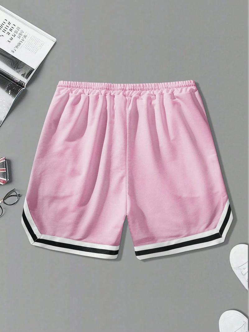 Men's Regular Fit Cartoon Print Basketball Jersey Shorts, Casual Comfy Breathable Shorts for Summer, Men's Bottoms for Daily Wear