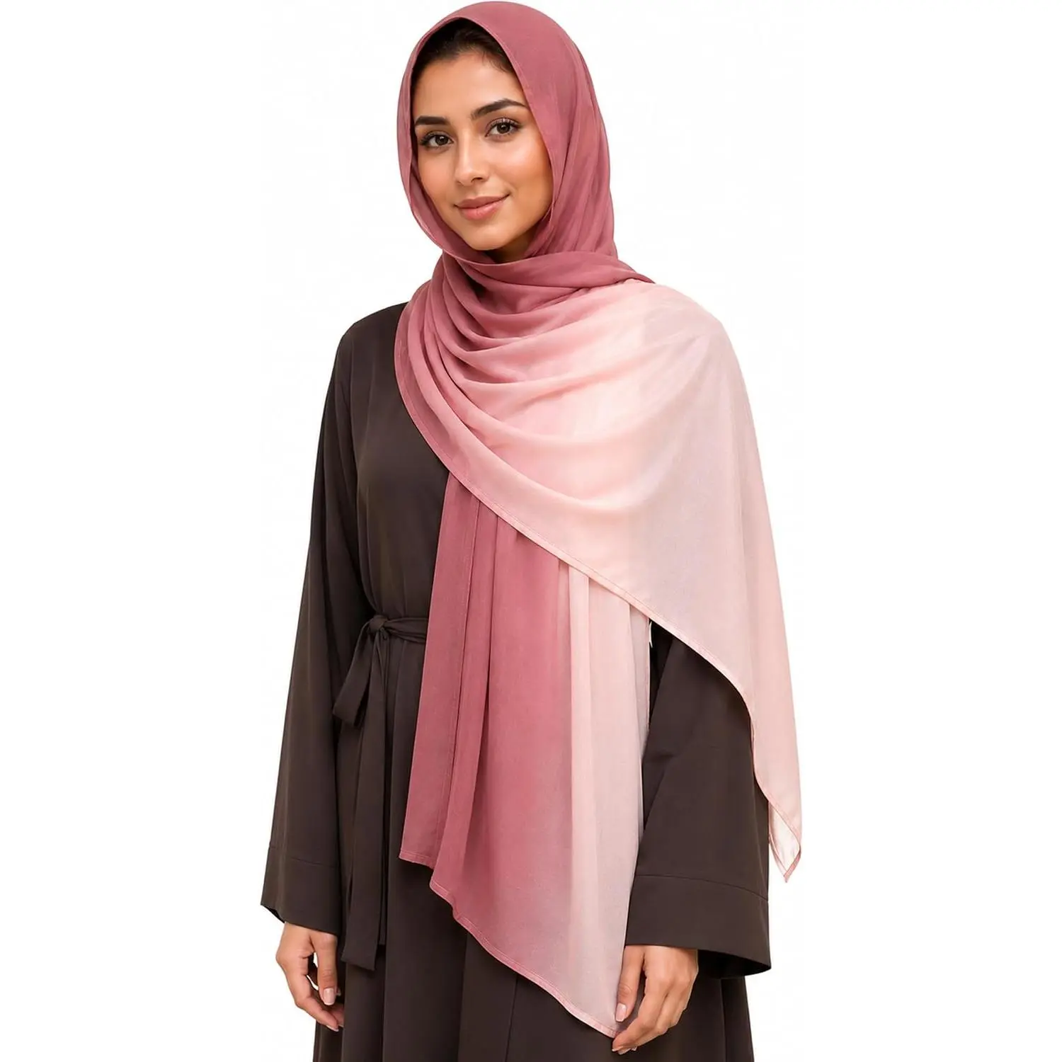Women's Ultra-Soft Gradient Scarf - Elegant Ombre Headwrap Hijab, Modal-Feel Lightweight Sunscreen Shawl with Cold Handwash Care Instruction