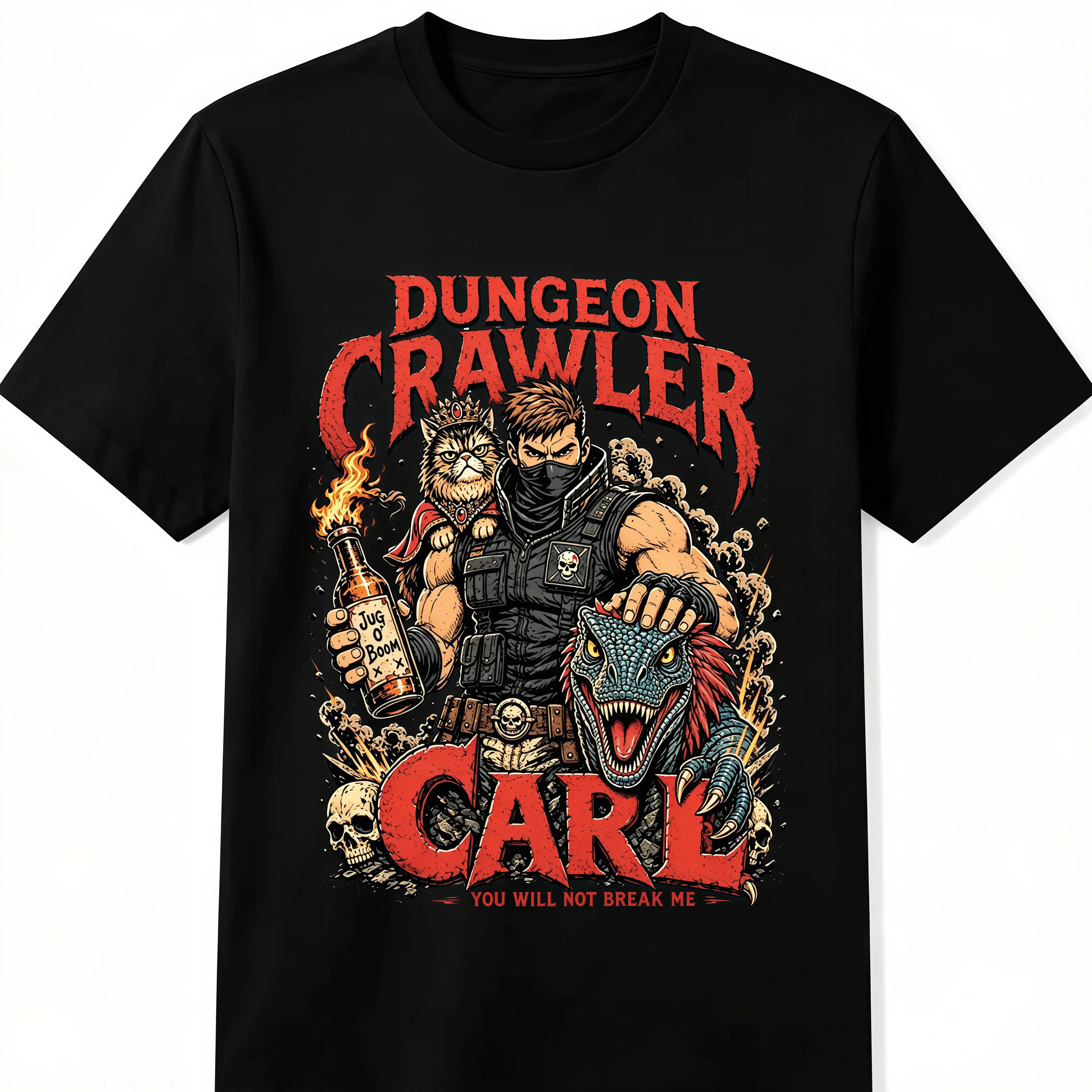 Dungeon Crawler Carl oversize  Shirt Princess Donut And Mongo Sci-Fi you will not break me graphic tees DCC Streetwear Casual LitRPG fan Gift Machine Wash Safe top trending summerwins