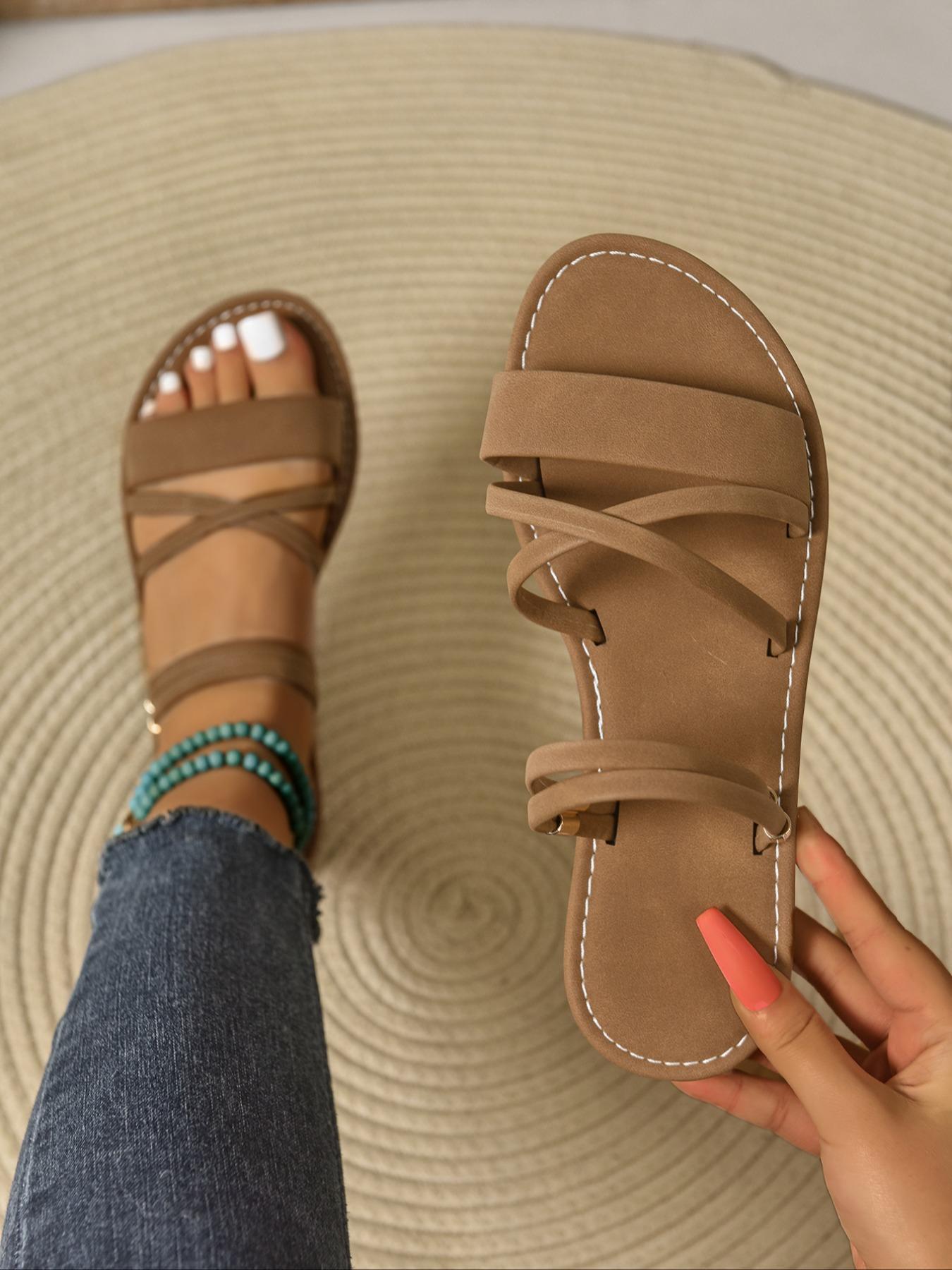 Women's Fashionable Plain Color Slides, Beach Slide Sandals, Casual Comfortable Flat Sandals for Summer, Lightweight Breathable Shoes for Daily Wear