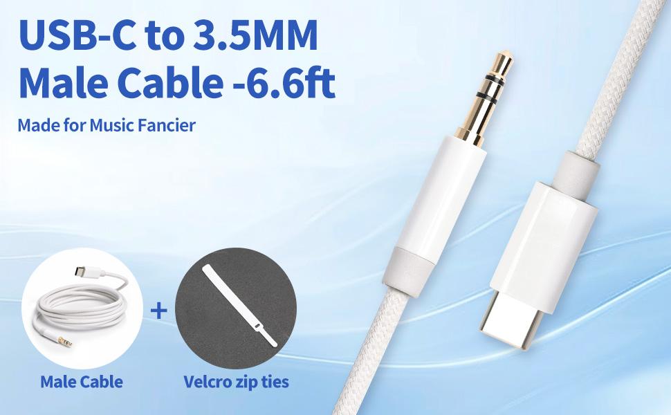 Aux to USB C Cable 6.6 ft, USB C to 3.5mm Audio Aux Jack Cable Type C to 3.5mm Headphone Car Stereo Cord Compatible with iPhone 16 15/15Plus/Pro/Pro Max, Galaxy S24 S23 iPad Pro Air Pixel