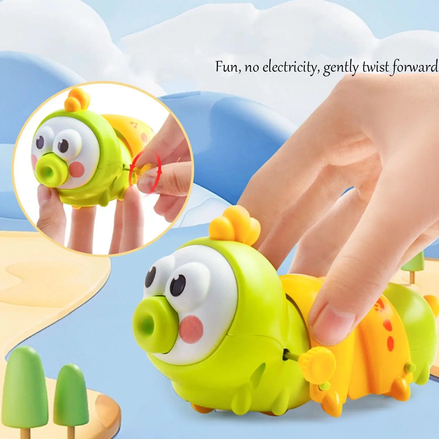 Clockwork Colored Chain Caterpillar Toy for Kids, Cute Cartoon Parent-Child Interactive Stress Relief Fidget Toy, Stress Relief Fidget Toys