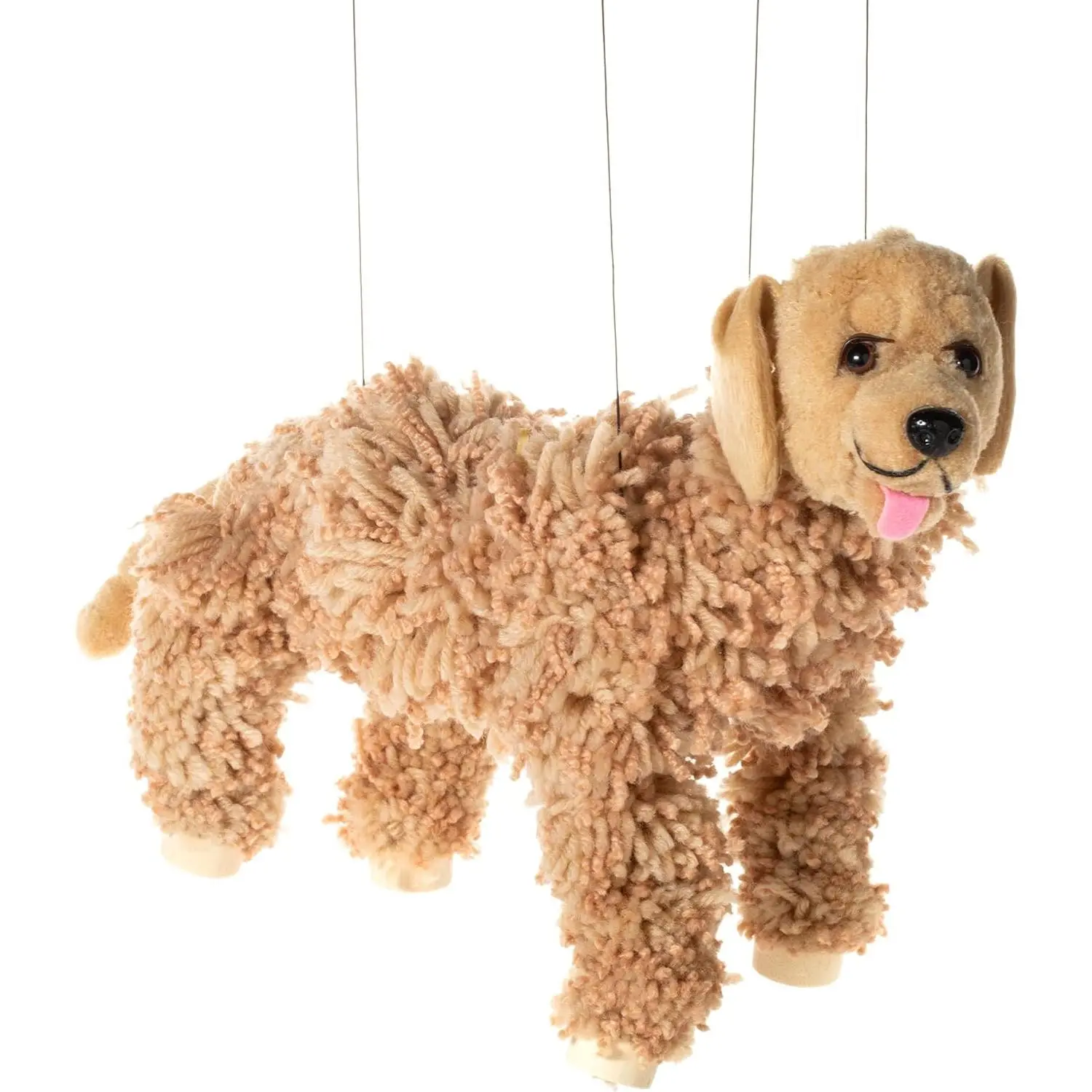 Labrador Marionette Puppet - Yarn Dog with Wooden Feet, Detachable Strings (Brown)