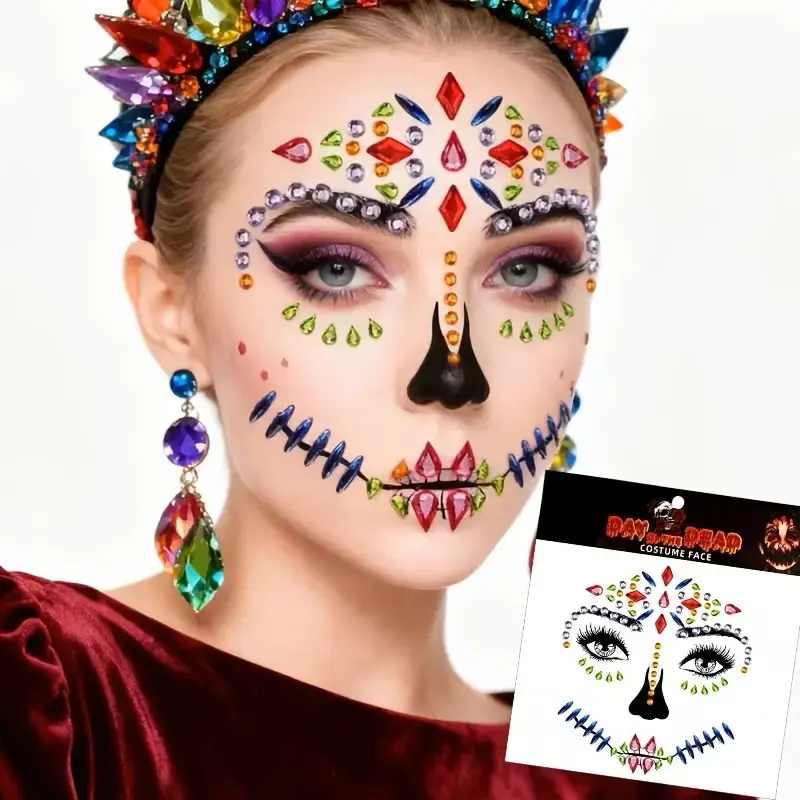 1pc Synthetic Gem, Gothic Punk Design, Halloween Carnival Makeup, Easy Application Removal, Theme Party Daily Wear