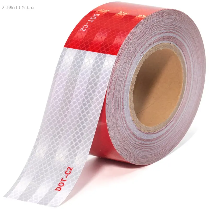 High Visibility Reflective Tape, 2 Inch x 200 Feet Waterproof Red and White Conspicuity Safety Tape for Trailer, Outdoor, Cars, TrucksAB19Wild Motion