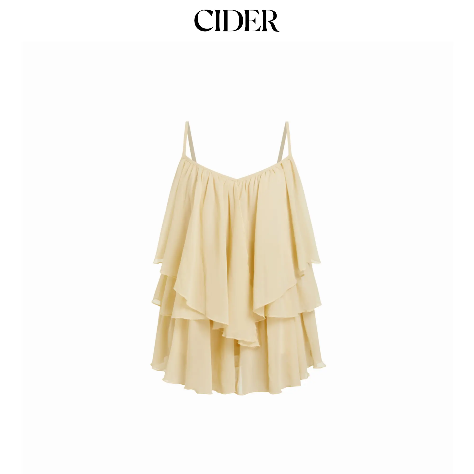 Cider Chiffon Sweetheart Layered Ruffle Hem Oversized Blouse SummerWins SummerFinds