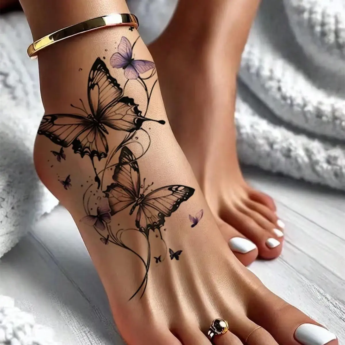 Temporary Tattoo Stickers, 2-Piece Colorful Butterfly Set for Couples, Fashionable Fake Tattoos & Body Art Decals, Temporary Tattoos