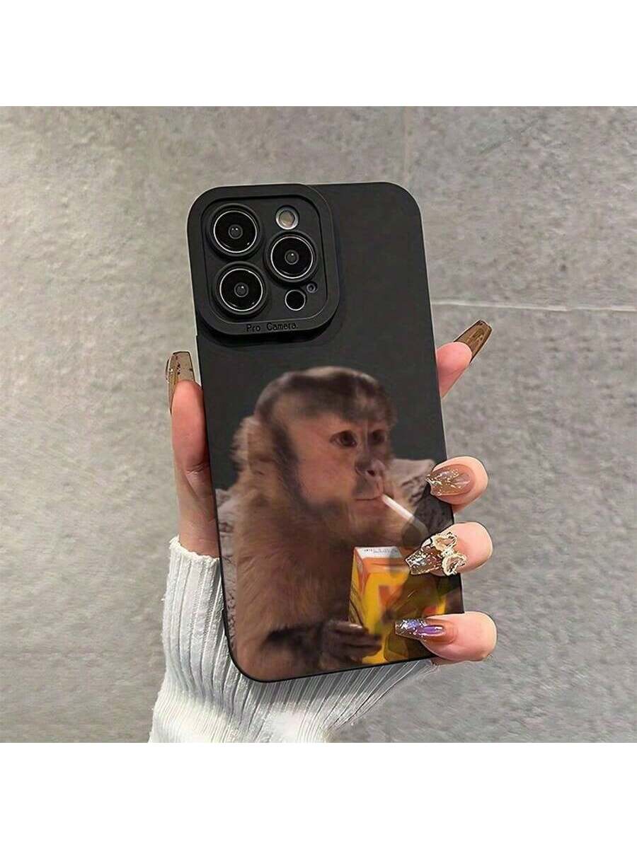 Monkeys Drinking Beverages Creative Pattern Protective Case Suitable For Apple, Suitable For IPhone17/IPhone17 Air/IPhone17 Pro/IPhone17 Pro Max/16 Pro Max/15 Pro Max/14 Pro Max/13 Pro Max/12 Pro Max.New All-Inclusive Silicone Phone Case For Couples