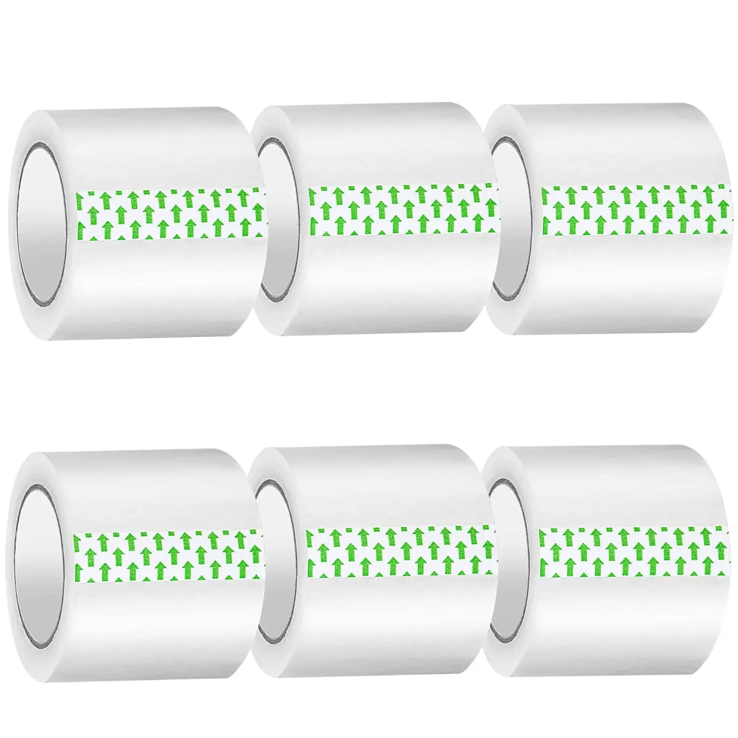 6 Rolls Clear Packing Tape - Quiet Packaging Tape 1.5 INCH Core Shipping Tape Refill Rolls Moving Tape for Packing Boxes, 2" x 25 Yards