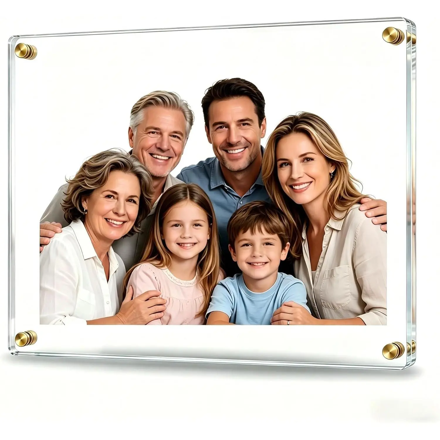 Kalami Rectangular Acrylic Floating Frameless Picture Frame - 8x10 Photo Display Size, 10x11 Full Frame Size, Self-Adhesive Wall Mount, No-Drill Installation, for Office Decor, Holds Photos Canvases Documents