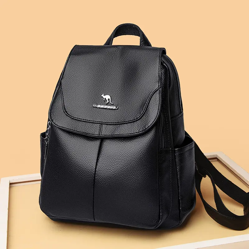 New Kangaroo Soft Leather Backpack for Women, Genuine Leather Texture, Large Capacity Travel Anti-Theft Bag