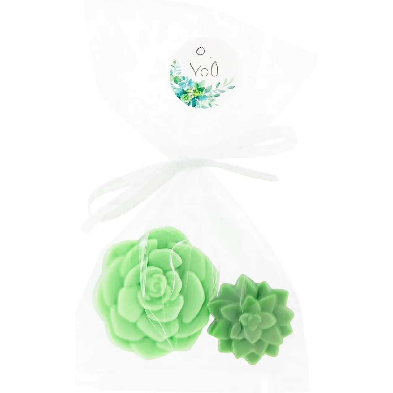 DIY Succulent Shaped Soap Favor Kit – 20 Green Cactus Blossom Scented Soaps with 10 Thank You Stickers, 10 Clear Cello Bags, and White Ribbons –  for  Showers, Bridal Showers, Wedding
