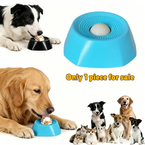 Pet Food Slow Feeder Dog Bowl, Liquid Snack Holder, Tongue Cleaner, Licking Bowl, Rolling Design, No Spill Bone Broth Bowl, Multi-Functional Puppy Yogurt Bowl, Slow Feeder Bowls, Animal Feeding Supply