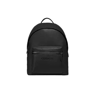 COACH Charter 30 Large Capacity Polished Pebbled Leather Backpack for Men, Black