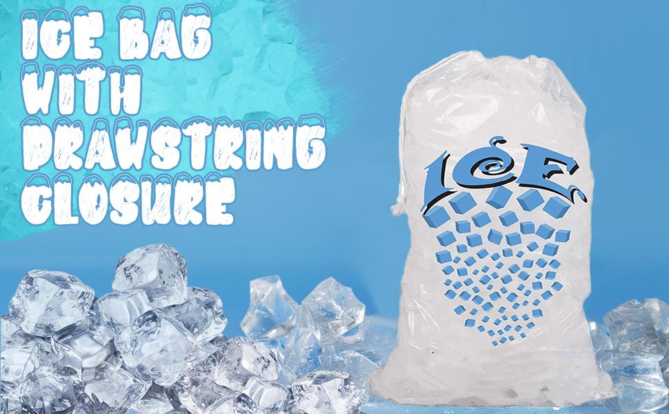 PW Icebags-DS-100ct 10lb Ice Bags with Drawstring-100ct