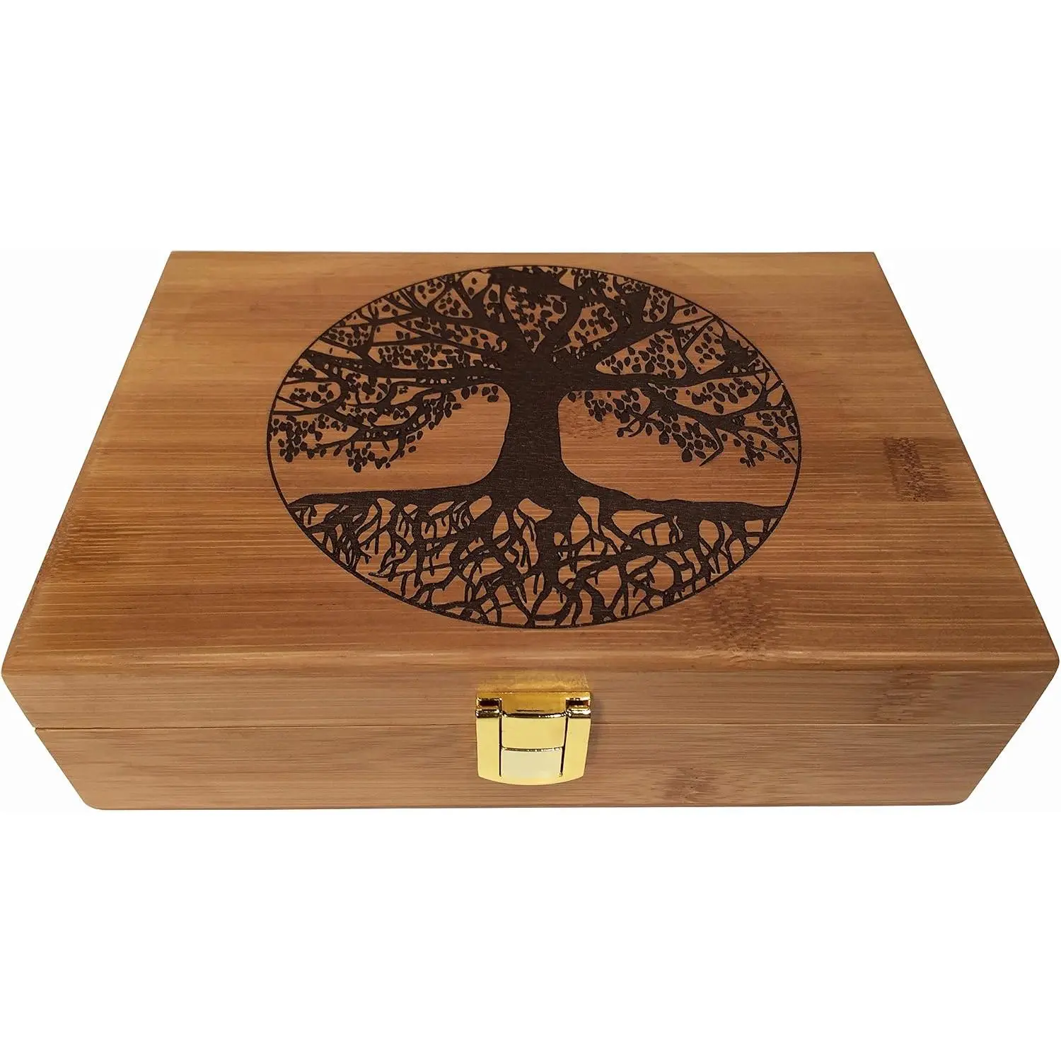 Tree of Life  Box - Wooden  Box with Hinged Lid - Engraved Design - Decorative Wooden Boxes with  -   Box (Tree of Life)