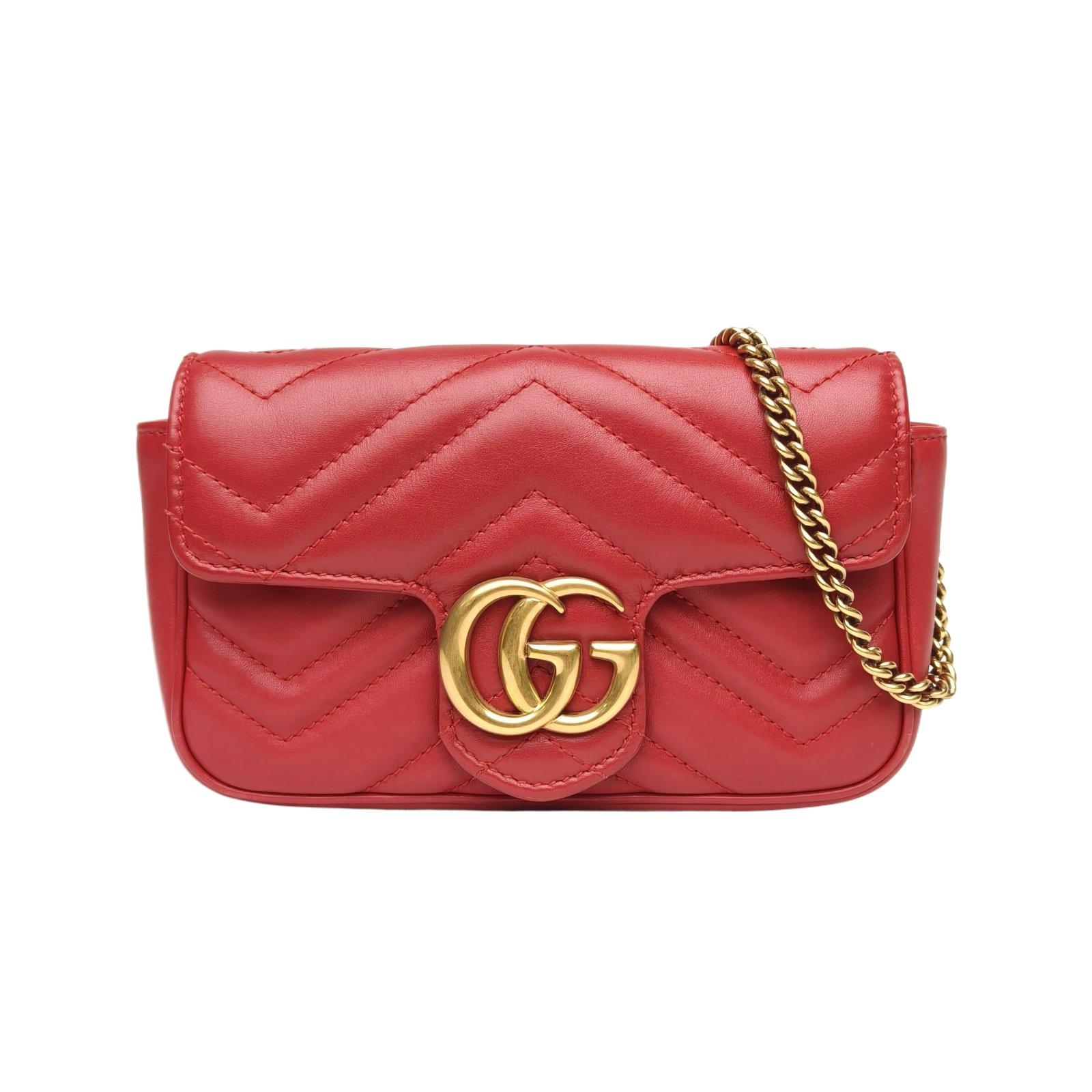 Pre-owned GUCCI 【Diz】GG Marmont Shoulder Bag Ultra Mini 16.5 Red