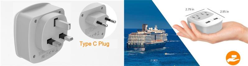 F-APT21  FEuropean Travel Plug Adapter Converter, International Power Plug Converter with 2 USB, Type C Outlet Adaptor Charger for US to Most of Europe EU Iceland Spain Italy France Germany