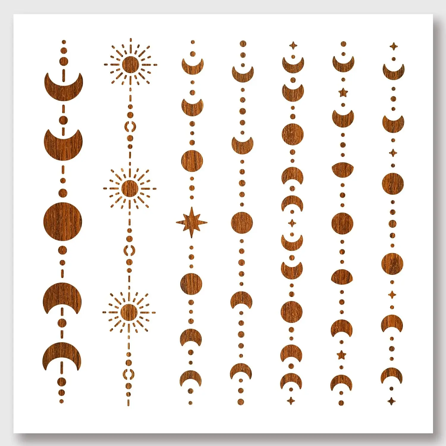 Modern Synthetic Moon Stars Border Pattern Stencil - 1-Count, 11.8×11.8 in Book Stencil for Bookmakers, Fabric, Paper