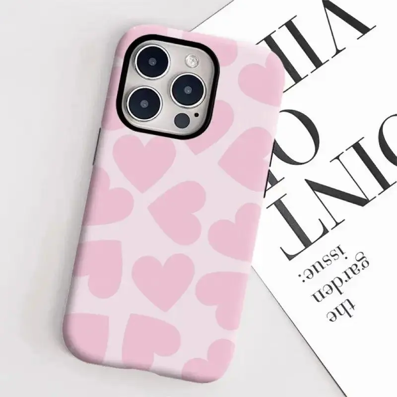 Soft All Over Heart Print Stylish Phone Case —Compatible with Apple 17P/16/15/14/13/12/11/X/8/7, Samsung. Drop-resistant phone case — lightweight, stylish, and durable. Happy 2026!