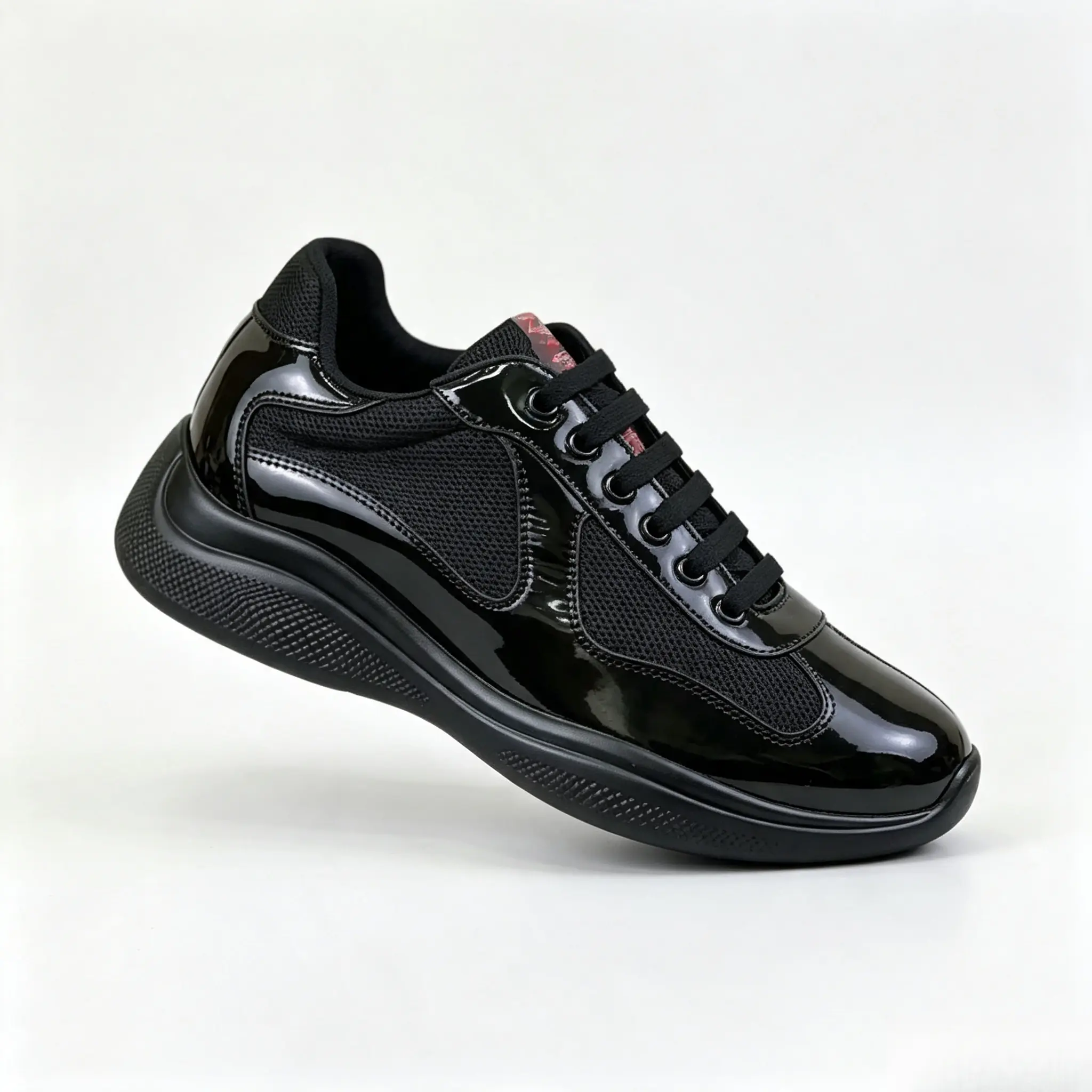 Glossy Patent Leather Mesh Panel Platform Sneakers Men Women Breathable Colorful Walking Cushion Casual Dad Shoes Multi-Color Shiny Patent Leather Platform Sneakers Breathable Mesh Comfort Walking Shoes lightweight comfy shoe chunky anti-sl