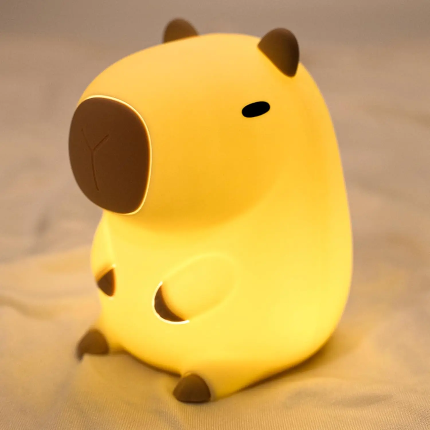 Cute Capybara Animal Shape Night Light - Rechargeable Silicone Touch Sensor Lamp with Auto Off & Warm Glow, Squishy Nursery Table Bedside Decor for Kids, Bedroom Living Room Home Improvement Gift